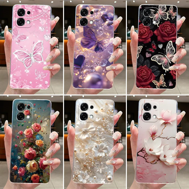 For Oppo A6 Pro 4G CPH2799 Case Oppo A6 Pro 5G CPH2781 Cover Clear Luxury Fashion Butterfly Flower Soft TPU Silicone Phone Case