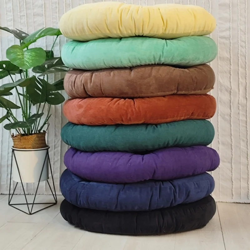 

Green Seat Cushion Japanese Style 55*55cm Velvet Cushion Pad Big Round Cushions For Futon Seat Floor Tatami Chair Home Decor