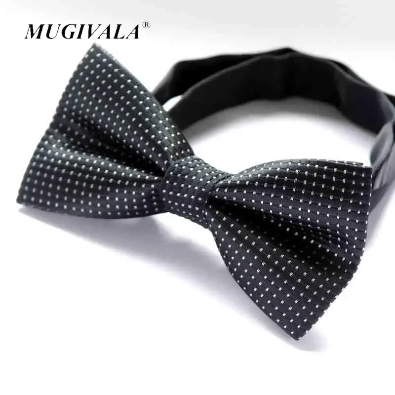 New gentlemen's Fashion Novelty Groom Bowtie White Dots Cravat High Quality Adjustable Black Butterfly