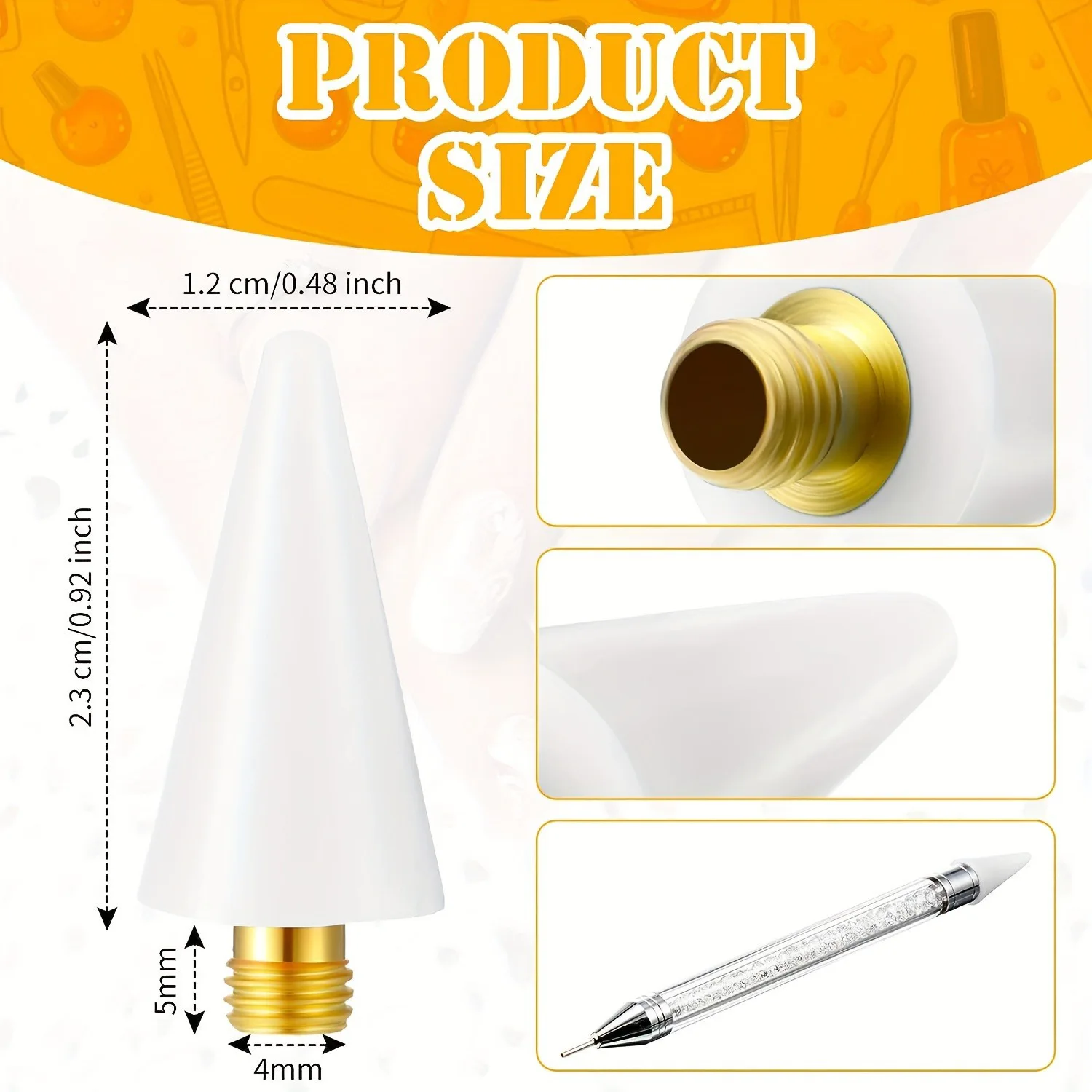 1/5 pezzi punteggiatura per unghie sostituzione testa di cera bianco rosa strass penna forniture per manicure penna manicure arte strumenti per trapano a punti