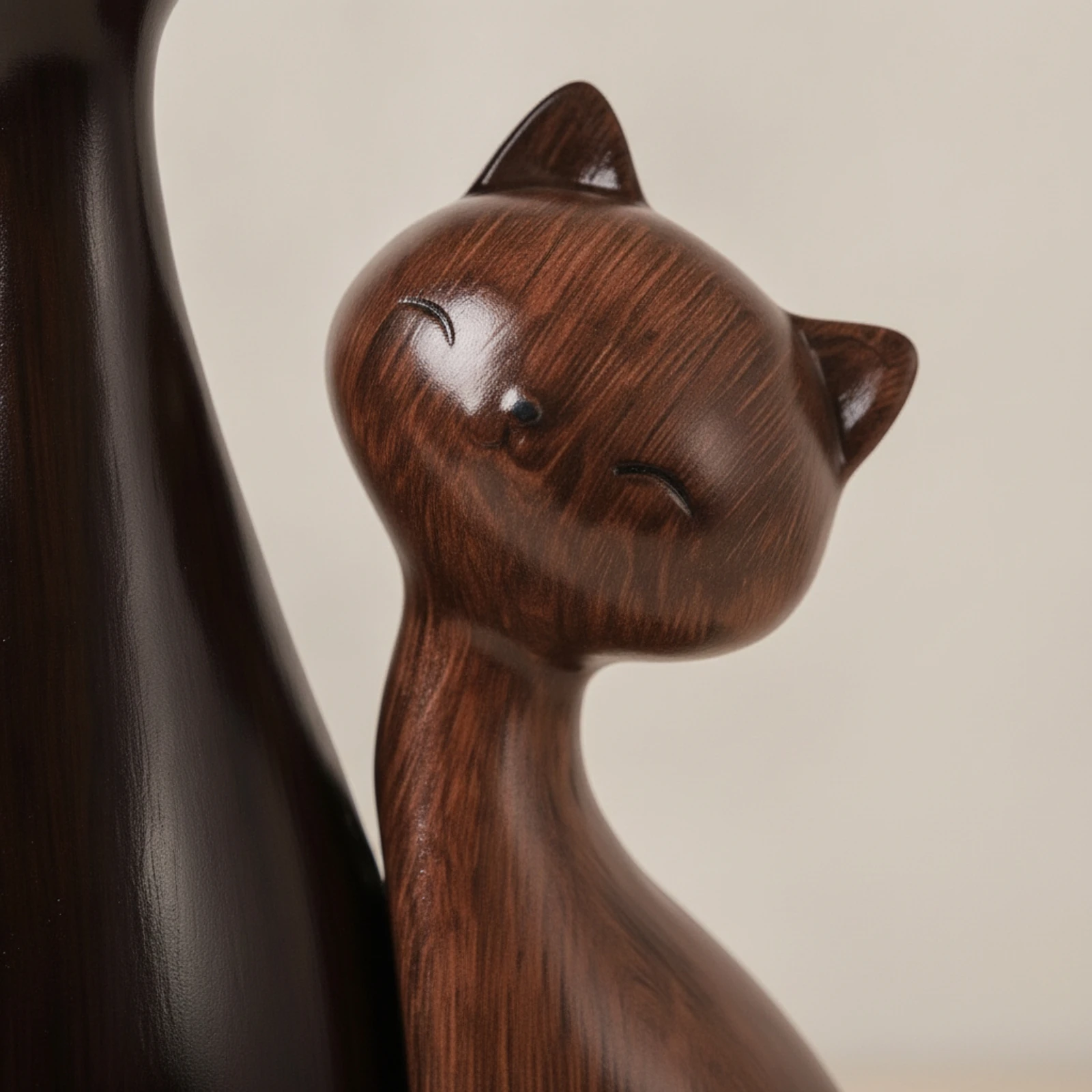 2 Pieces Ceramic Cat Figurine Rustic Cat Figurine with Closed Eyes Decorative Ornament Cute Statue Long-Lasting