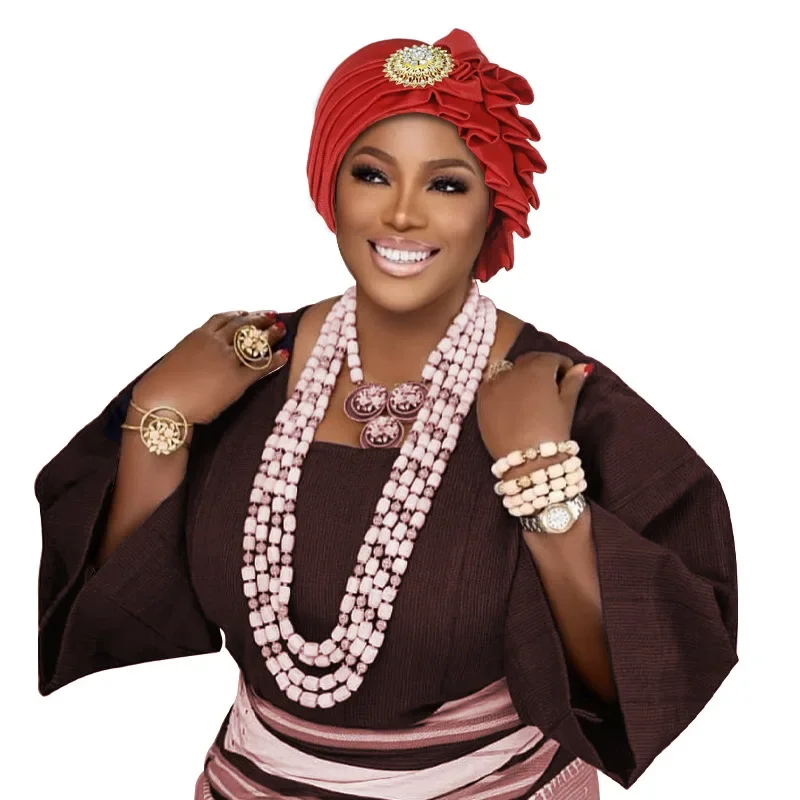 الماس تكدرت قبعة عمامة للنساء سيدة أفريقية أشرطة رأس نيجيريا Autogele ربطة الرأس حفل زفاف الإناث غطاء بونيه القبعات