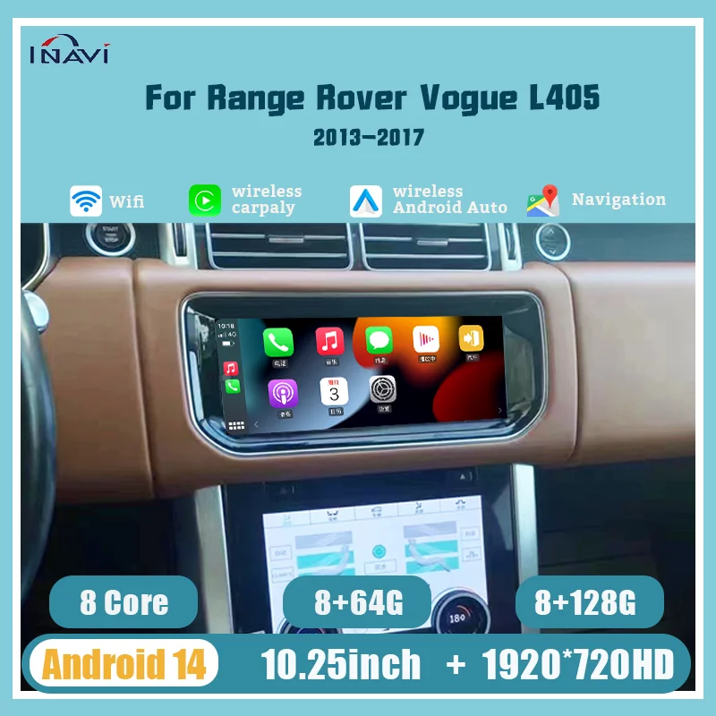 

10.25inch for Range Rover vogue L405 2013-2017 Android 14 Car GPS navigation Radio screen Multimedia player Carplay OEM menu