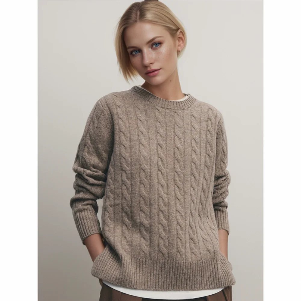 Cos Lris 2024 Simple and Sweet Commuting Style Round Neck Solid Color Sweater Knitted Sweater for Women 05719539715