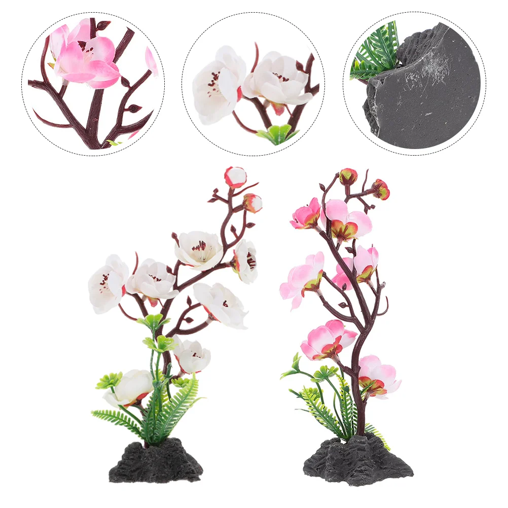 

2 Pcs Japanese Sushi Ornament Artistic Flower Plant Plastic Fake Craft Tabletop Sashimi Plate Cold Dish