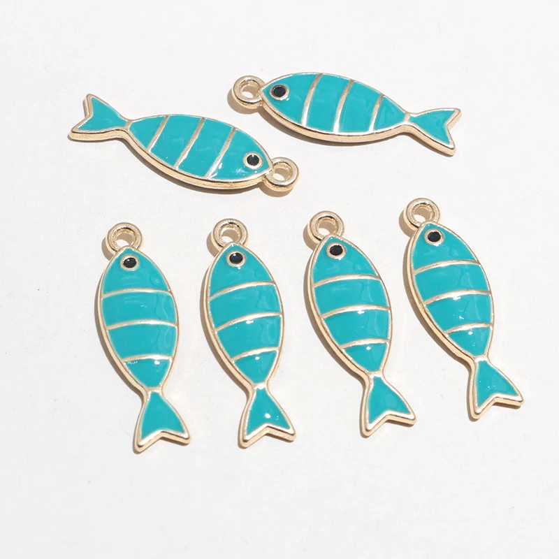 20pcs 23x7mm Enamel Fish Charms Pendant DIY Jewelry Making Accessories Findings for Earrings Necklace Bracelets image 4