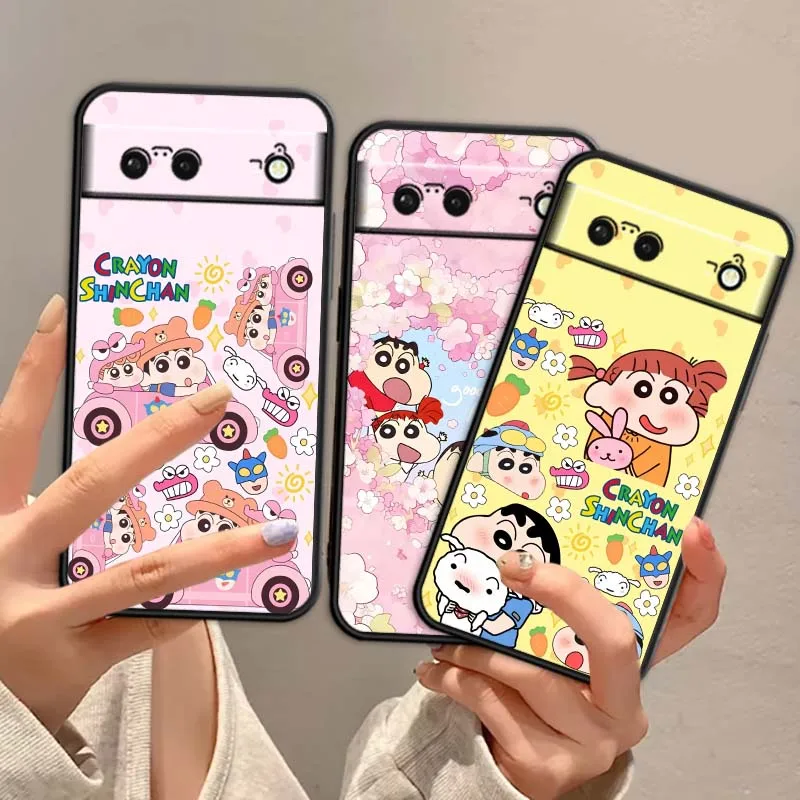 

Cartoon S-Shin C-Chan Pattern For Google Pixel 9a 9 8A 8 7 7A 6 6A Pro XL 2024 5G Black Soft TPU Silicone Cover Phone Case