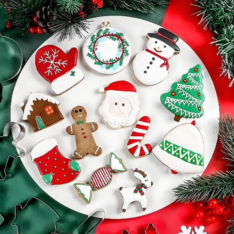 12 Stück Küchenhelfer, Küchenzubehör, Weihnachtsplätzchenschneider, Backenschneider aus Edelstahl, Keksformen, Backwerkzeuge