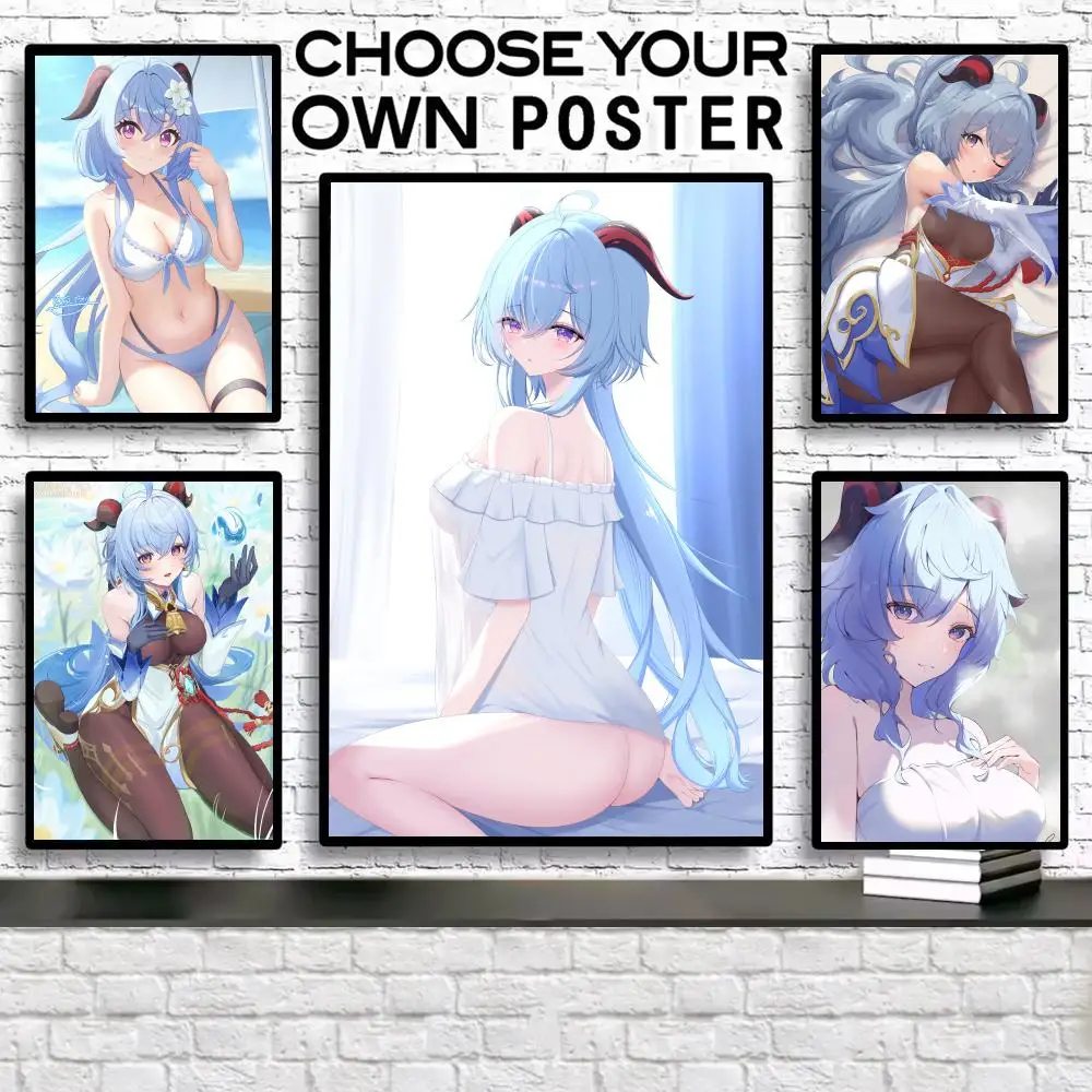 

Painting Calligraphy Canvas Poster: Crease Free Waterproof Durable All Space Wall Decor Ganyu Game Genshin Impact