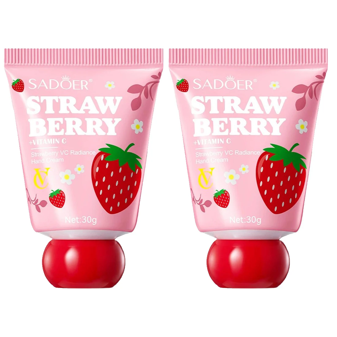 2PCS Strawberry VC Radiance Hand Cream Loción hidratante dulce para manos, crema nutritiva hidratante para manos secas, de rápida absorción