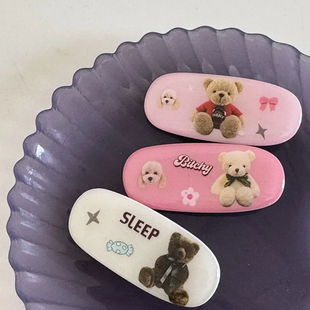 

Sweet Letter Bear Hairpin Printed Geometry Cute Hair Clip Bangs Clip Korean Style Kids