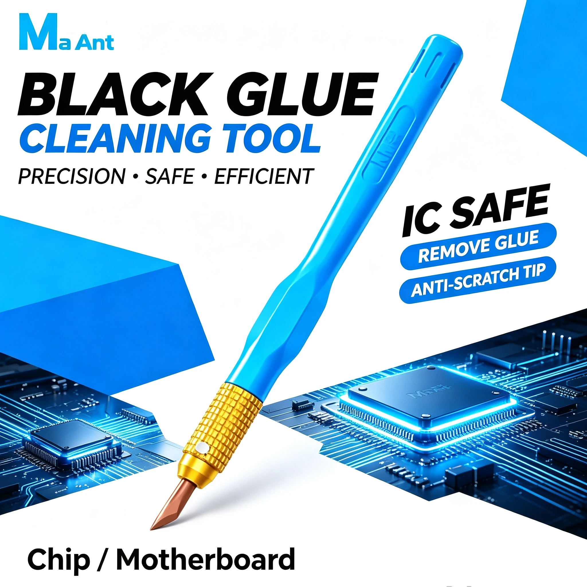 MaAnt PI-01/02 Degumming Knife Set for Electronics Repair Motherboards CPU IC Solder Pads Black Adhesive Adhesive Removal Tools