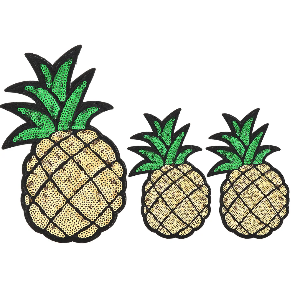 

3Pcs Pineapple Embroidered Fabric Patches Sew Iron On Bag Clothes Applique Craft DIY Decoration