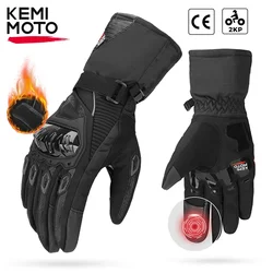 KEMiMOTO CE мотоциклетные перчатки зимние черные Guantes Moto Invierno теплые водонепроницаемые ветрозащитные перчатки с сенсорным экраном защитные