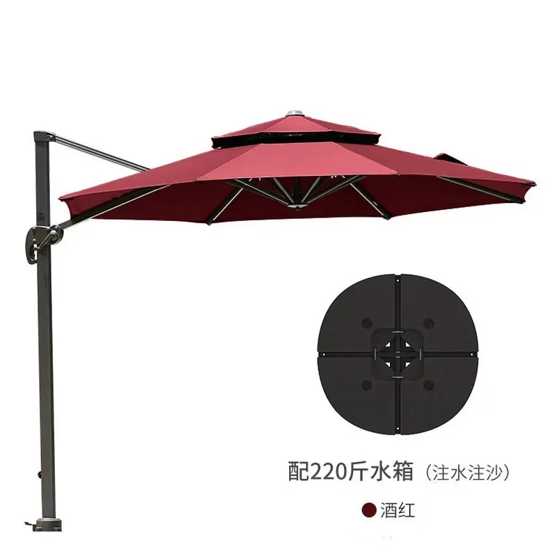Purple Leaf Outdoor Parasol Villa Roman Umbrella Large Sun Shade for Courtyard Terrace Patio Garden Heavy Duty Cantilever