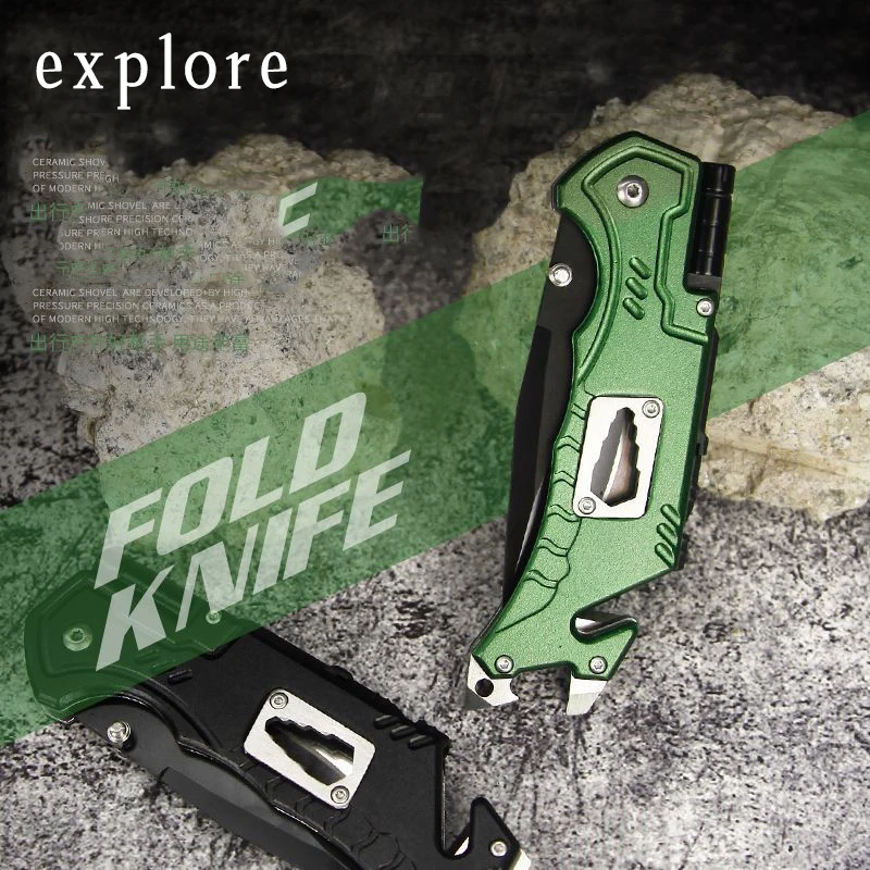 LED light multifunctional folding knife worker Portable folding knife, multi-purpose outdoor camping survival knife belt