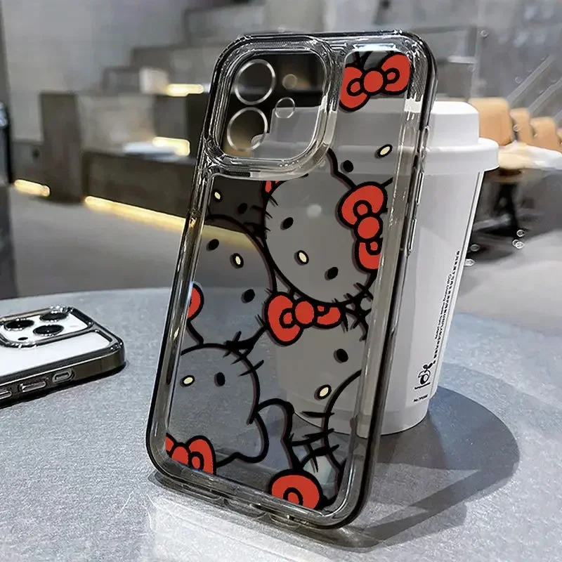 

Чехол для телефона Sanrio с бантом Hello Kitty для iPhone 15 14 13 Pro Max 11 12 13 Pro X XR 7 8 Plus, прозрачный мягкий милый чехол для девочек Y2K