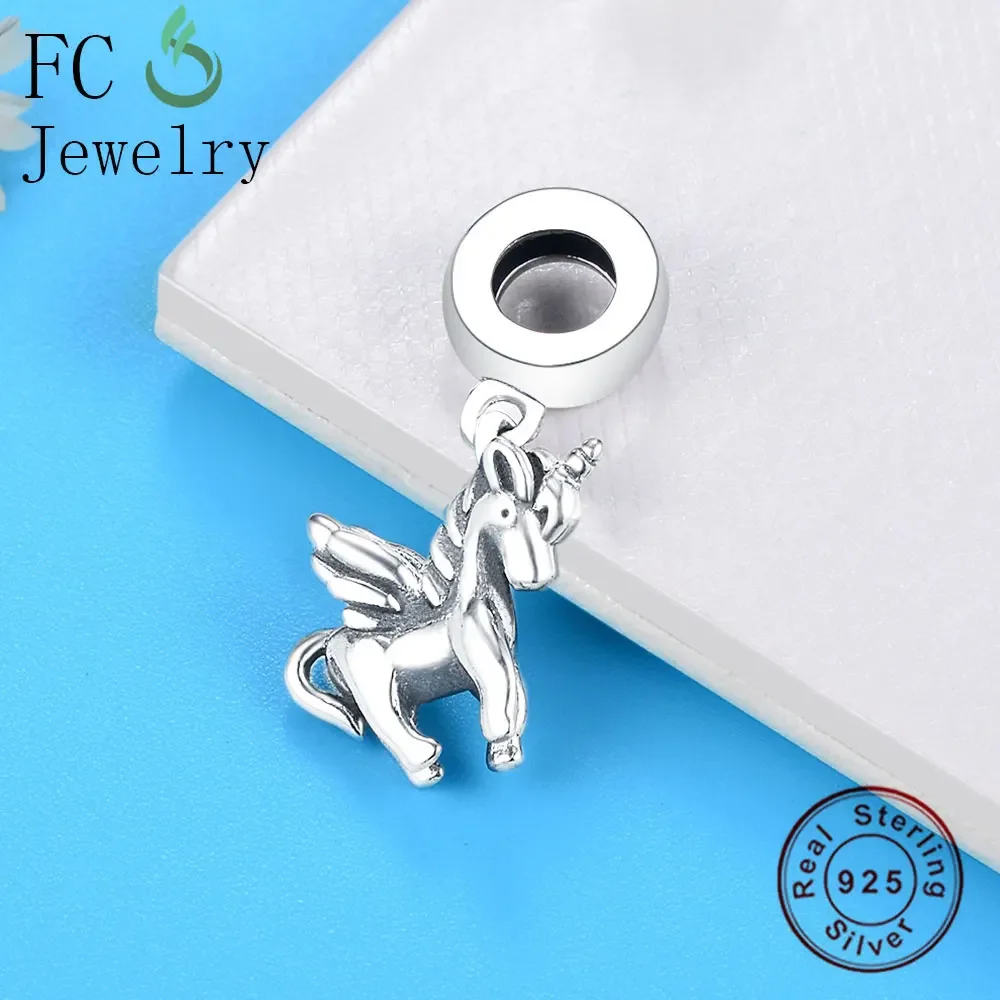 FC Jewelry Fit Original BrandCharms Bracelet 925 Sterling Silver Spirit Animal Pegasus Wings Beads Pendant DIY 2018 Berloque