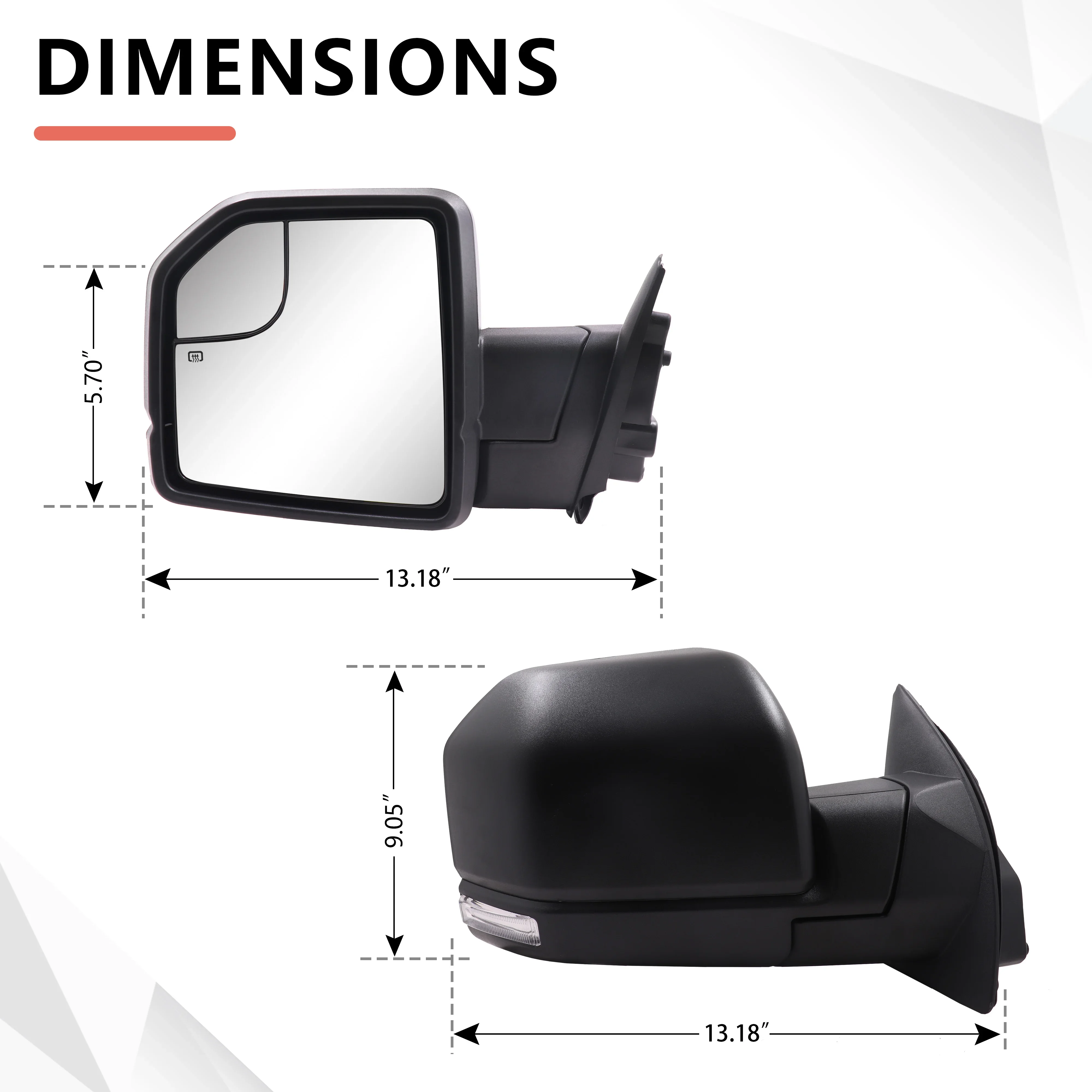 Espejo retrovisor plegable eléctrico para Ford F150 Ranger 2013 - 2022