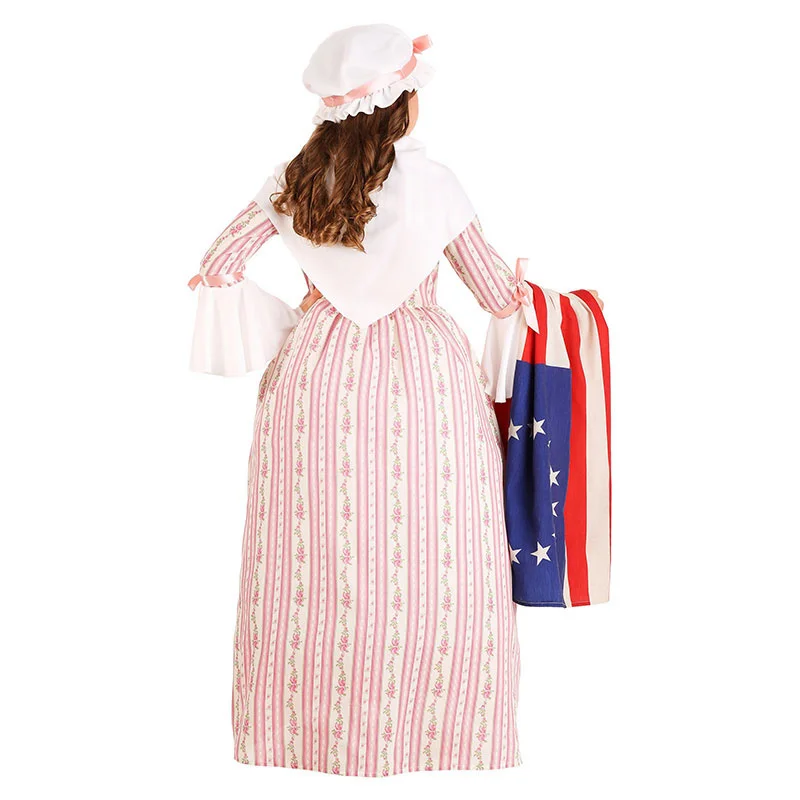 American Flag Maker Tailor Costumes Kids Girls Cosplay Halloween Idyllic Farm Scarf Maid Costume Pink Fancy Dress Outfit