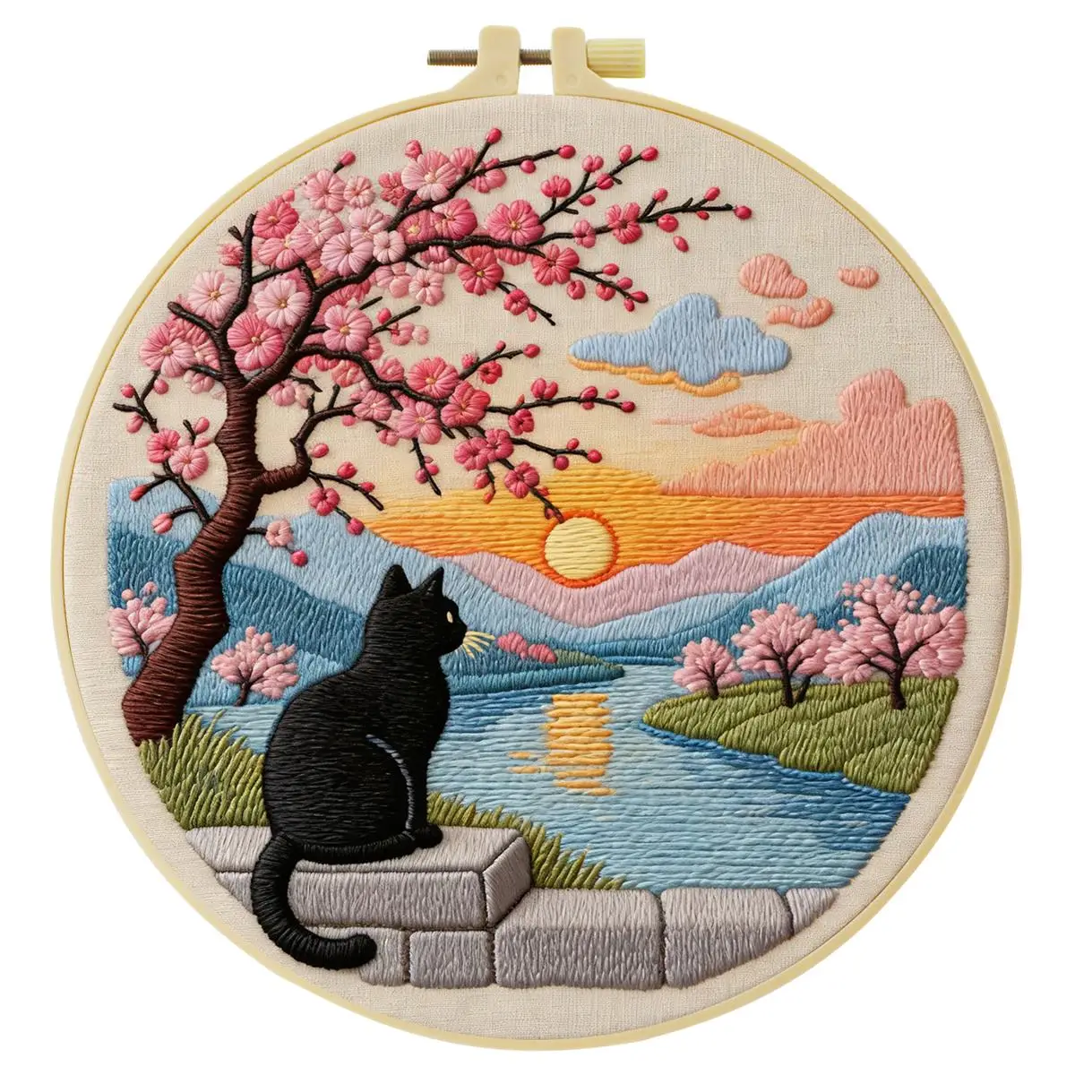1 Stück 20X20CM/15X15CM 7,87/6,3 Zoll Tier - Katzen-Rückansicht Stickerei Starter-Kit DIY-Kit DIY-Stickerei-Set Handarbeiten – Detail 5