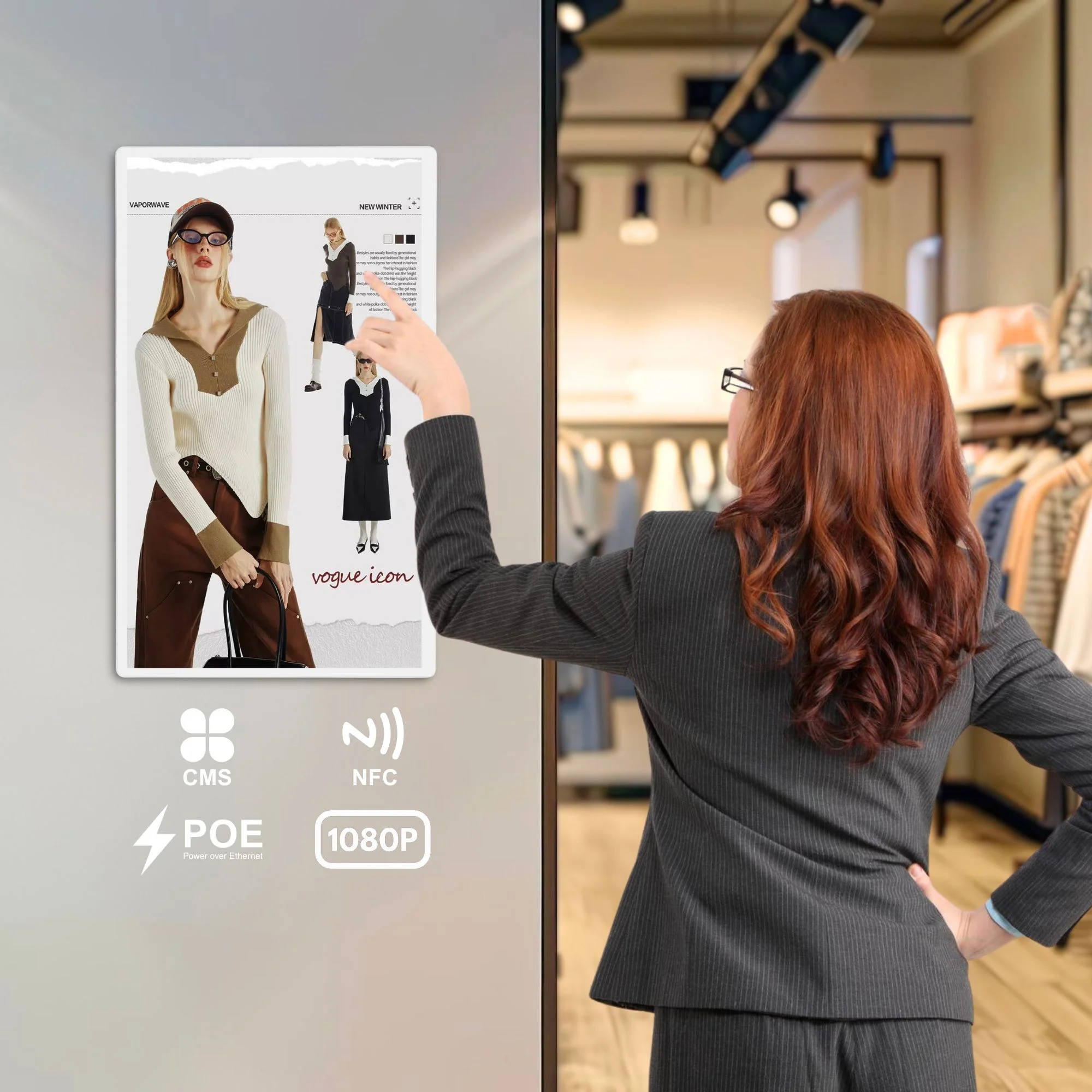 32 inch Interactive Andorid 14 Digital Signage Close to the Wall Touch Screen Tablet 90W POE Surveillance Smart Home Panel