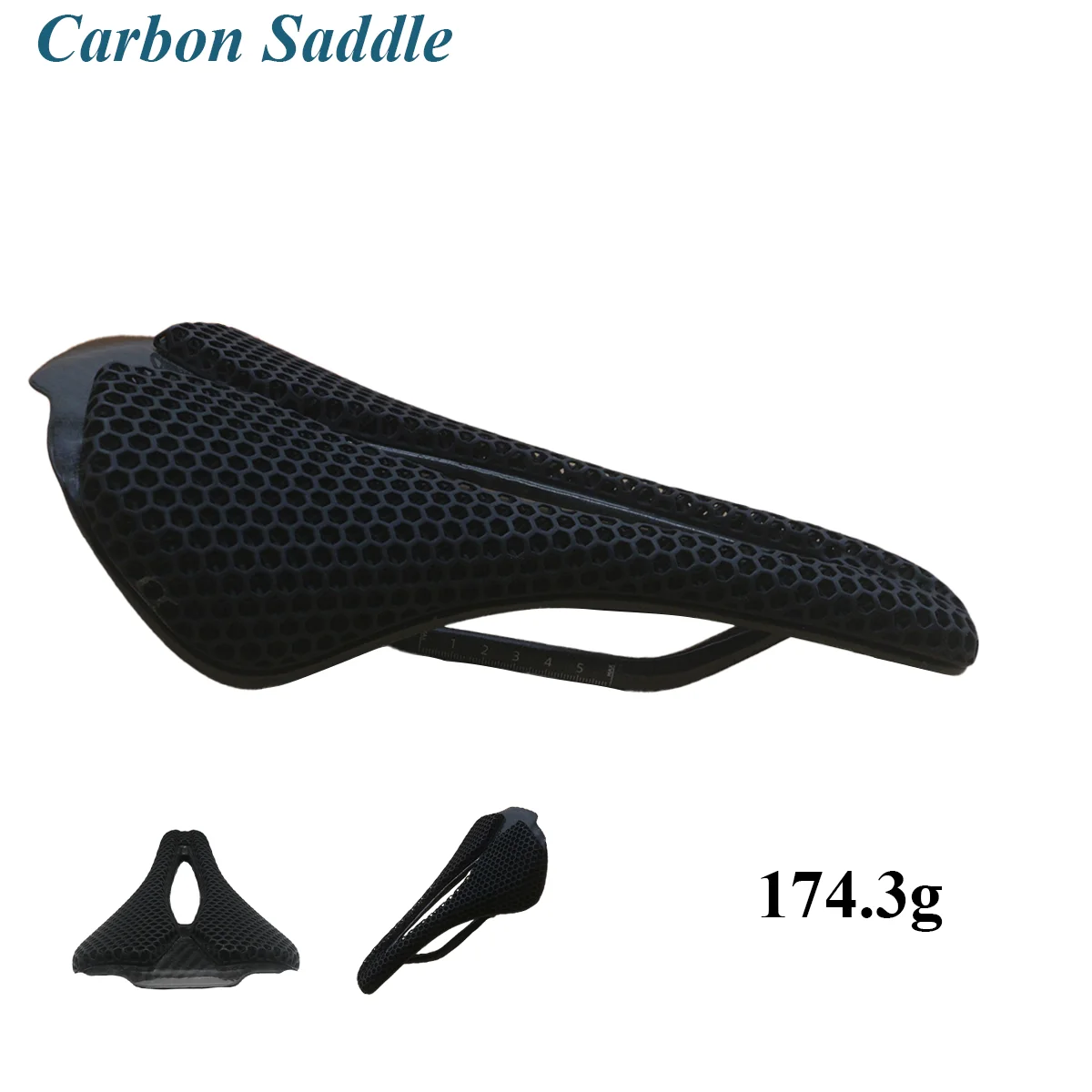 

3D Printed Bicycle Saddle 255x145mm Carbon Rail Road-Specific Ultralight Breathable Ergonomic Differentiated Cushioning Comfort