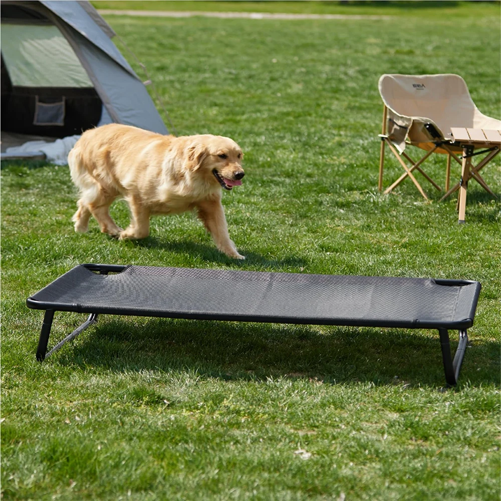 

Large Extra Outdoor Dog Bed Heavy-Duty Raised Cot Breathable Cooling Mesh No-Slip Feet Chew-Resistant Frame Indoor Outdoor Pet