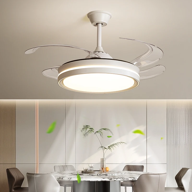 Modern Simple Ceiling Fan Light Living Room With Electric Fan Chandelier Home Restaurant Bedroom 48-inch Invisible Fan Light