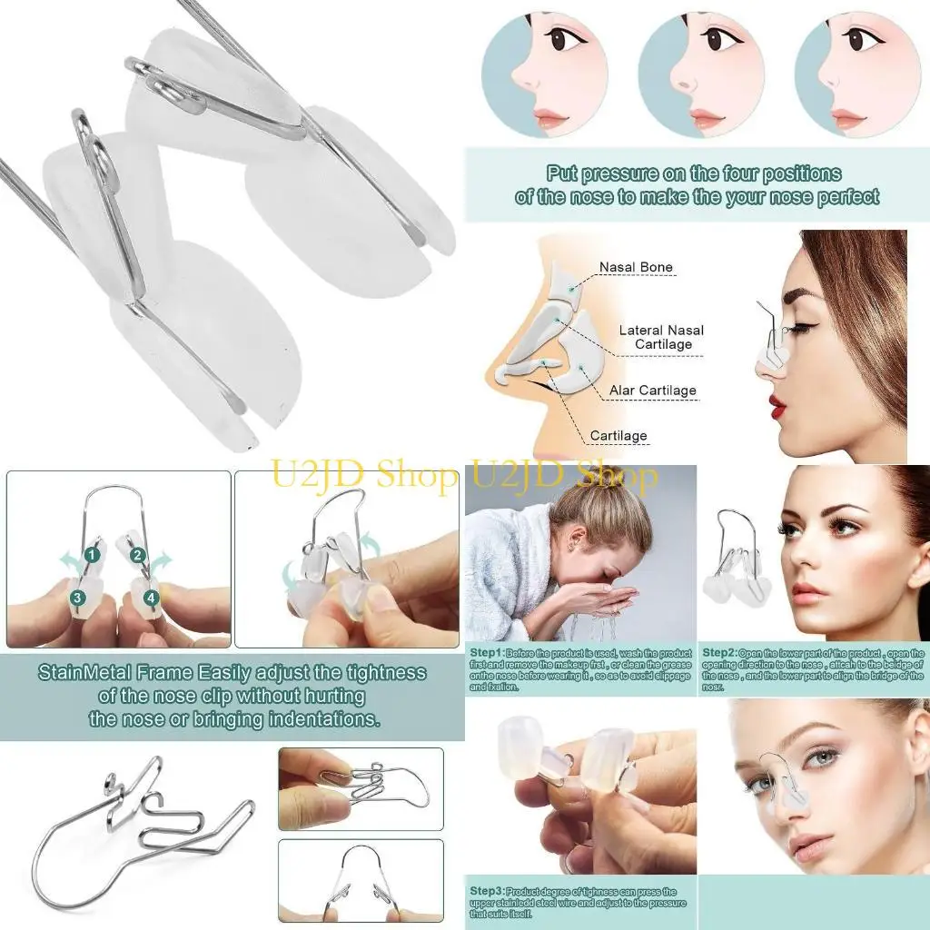 U2JD Nose Shaper Clip Nose Beauty Up Lifting Silicone Nose Bridge Wide Crooked Nose High Up Tool