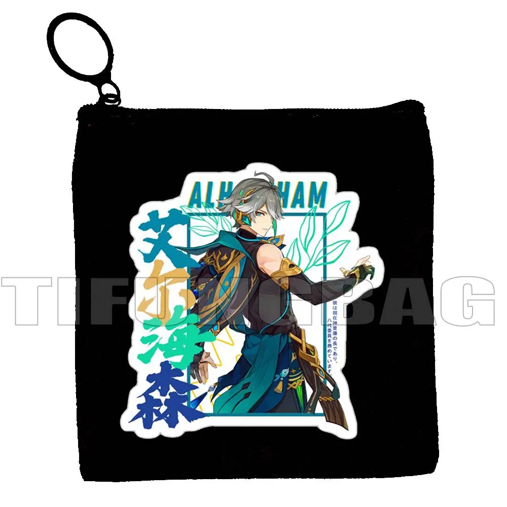 Genshin Impact Anime Gifts Kawaii Hu Tao Alhaitham Cyno Venti Zhongli Haikaveh Collei Dori Coin Purse Key Case Bag Wallet Pouch