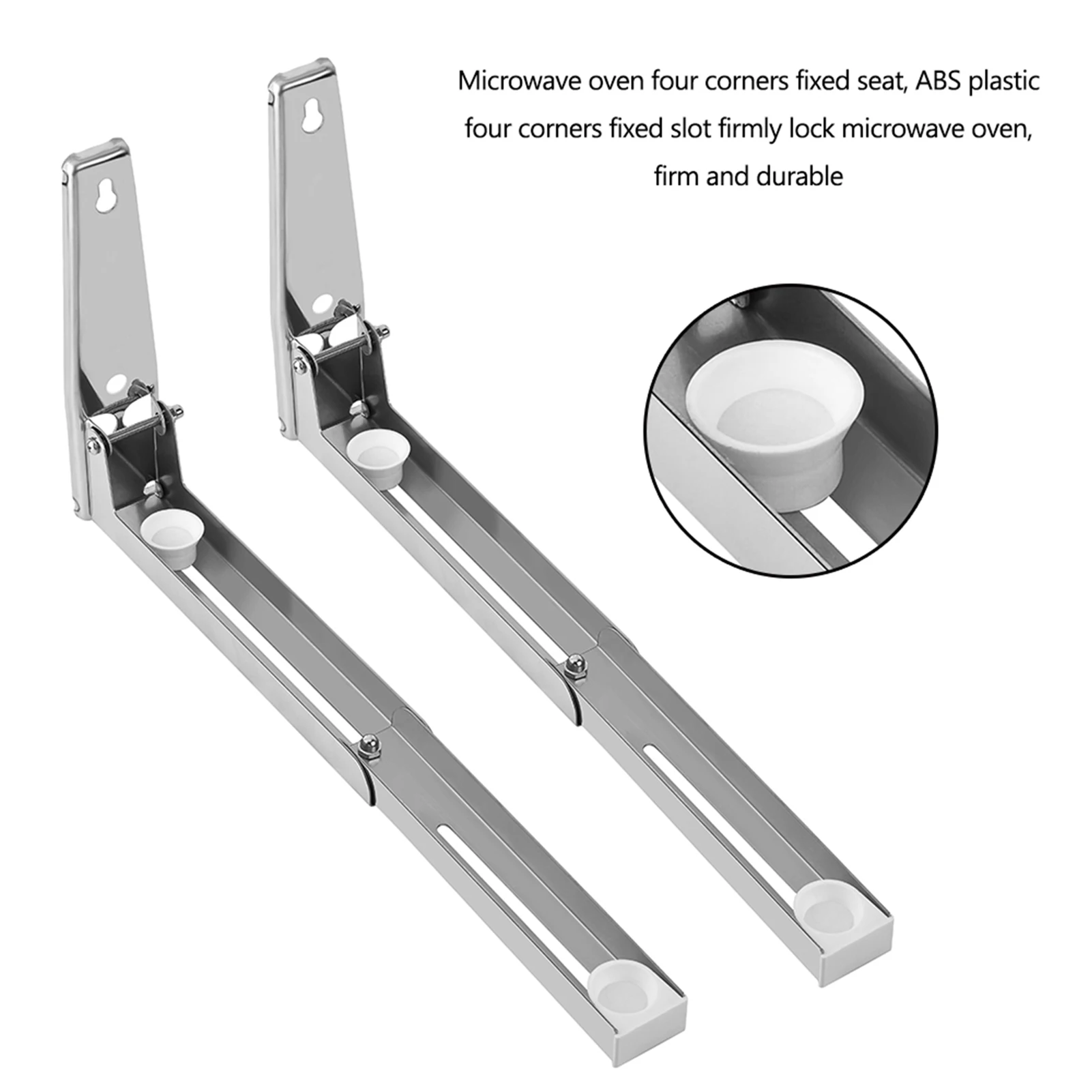 2Pcs Foldable Microwave Oven Shelf Rack Stainless Steel Support Frame Stretch Adjustable Wall Mount Bracket Holder Kitchen Tool