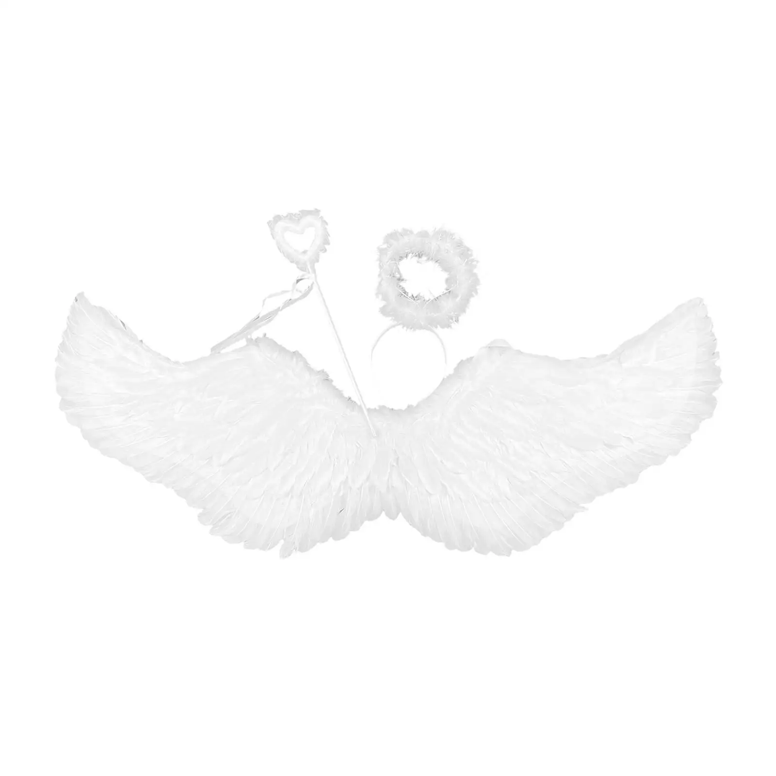 Angel Wings White Feather Costume Set for Adult Kids Girls Cosplay Party Fancy Dress Up Halloween Carnival Photography Decor