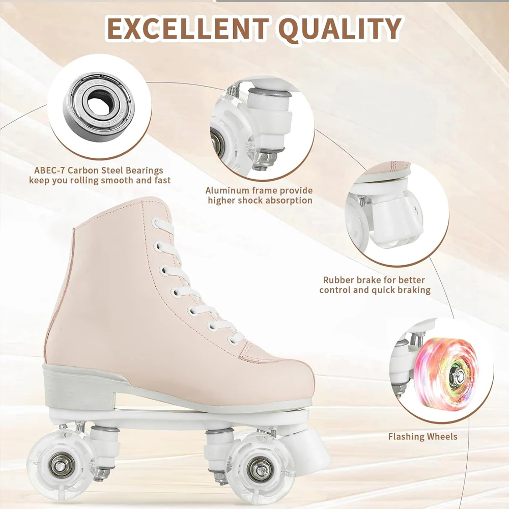 2025 وامض زلاجات دوارة بولي Leather الجلود زلاجات دوارة صف مزدوج رباعية أحذية تزلج الكبار في الهواء الطلق داخلي التزلج التدريب أحذية رياضية