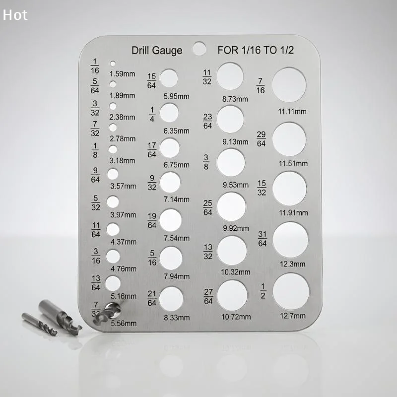 Stainless Steel 29 Hole Drill Gauge High Contrast Markings Durable Quick Precise Measuring 1/16 To 1/2 Inch BitsFurnishing worl