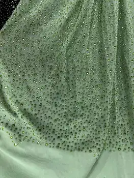 Tecido de renda africana para vestido de noiva, material nigeriano, pedras bordadas, tecidos de renda francesa, alta qualidade, 2024