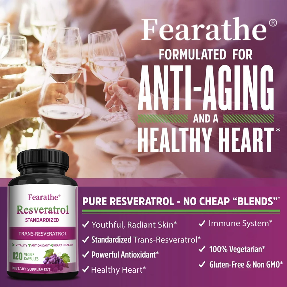 Resveratrol Standardized Supplement 1000 Mg Powerful Antioxidant and Trans-resveratrol for Anti-aging, Heart Health Support