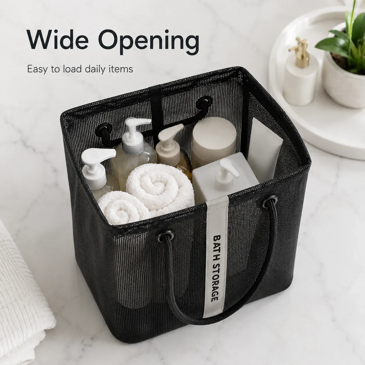 Mesh Shower Caddy Bag Portable Bathroom Tote with Handle Quick Drain Toiletry Organizer for Gym Dorm Beach Travel Roomy Storage