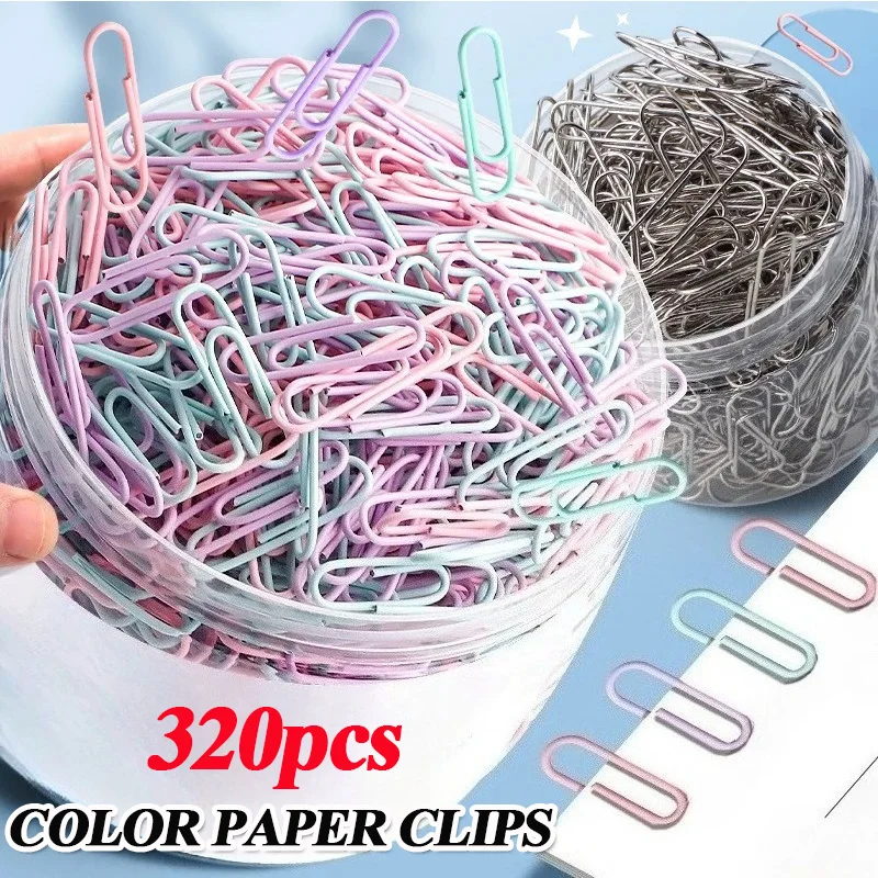 320 stuks kleur paperclips kantoorbenodigdheden paperclip grote bestand bladwijzer paperclip organisator briefpapier roestvrij staal