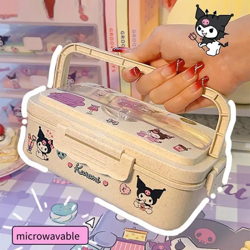 Miniso Sanrio Kuromi Lunch Box Cinnamoroll Student Compartmentalised Eco-Friendly Bento Box Tableware Food Storage Container