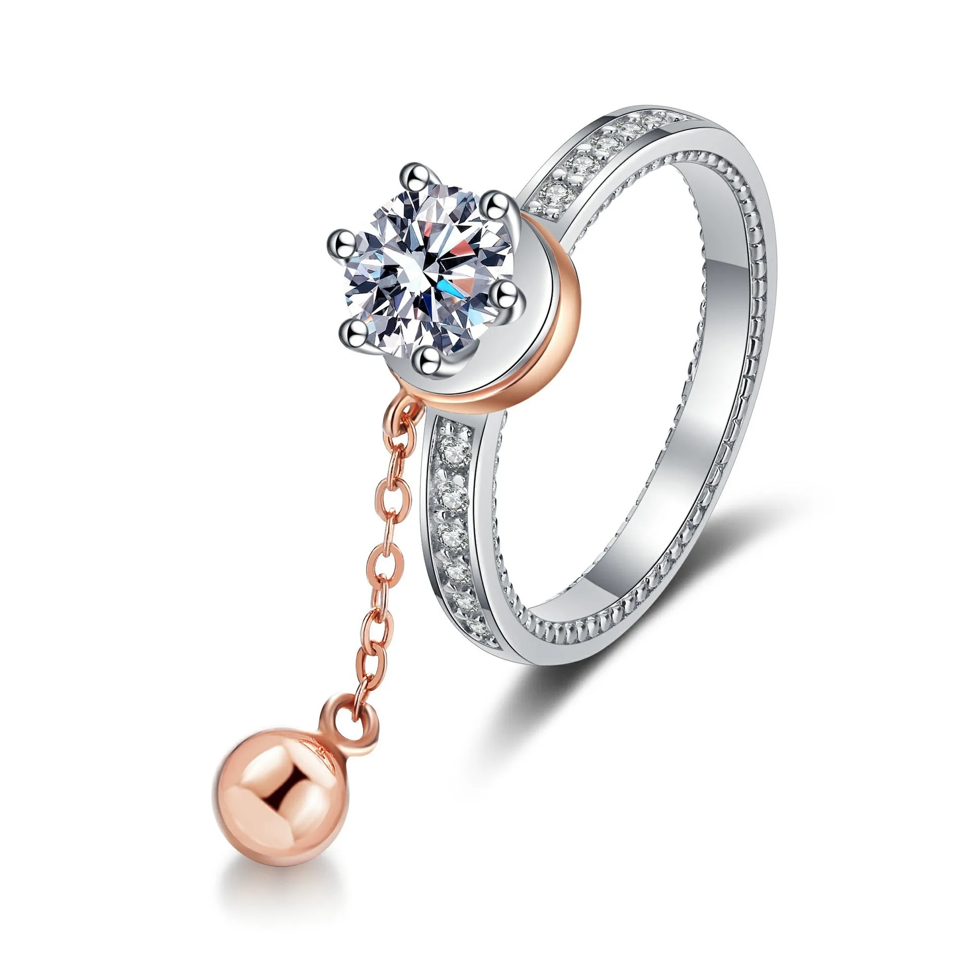 

AZ379-J Lefei Fashion Luxury Trendy Classic White Moissanite Fine Ball Dangle Ring For Women 925 Silver Party Jewelry Charm Gift