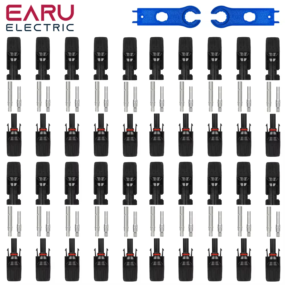 

10/20//40/60/100 шт. солнечный разъем постоянного тока 1000 В 30 А, комплект водонепроницаемых разъемов для панели IP67, комплект для фотоэлектрического кабеля Sola с 2 шт. гаечным ключом