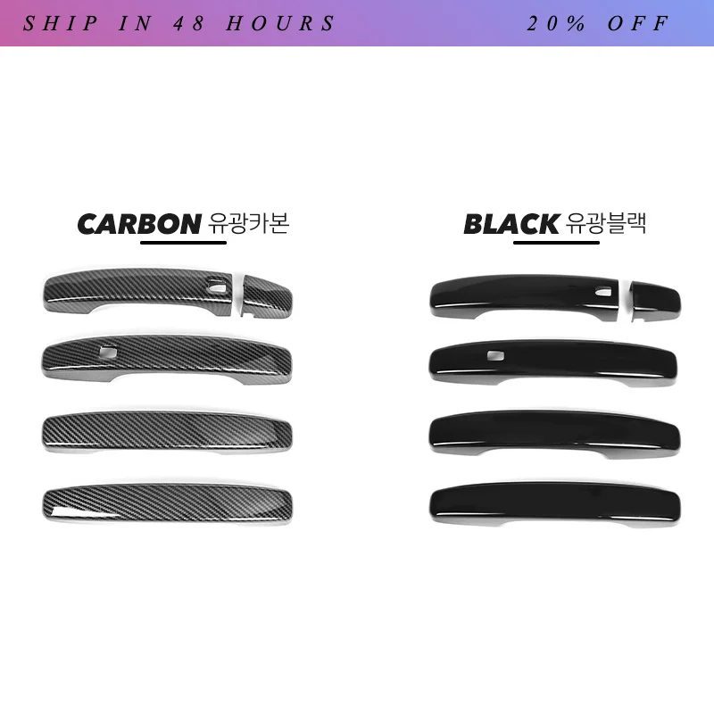 IOSN 5Pcs For Kia Soul GT 2020-2025 LHD ABS Carbon Fiber Style Door Handle Cover Stripes Trim uto Styling Exterior Accessories