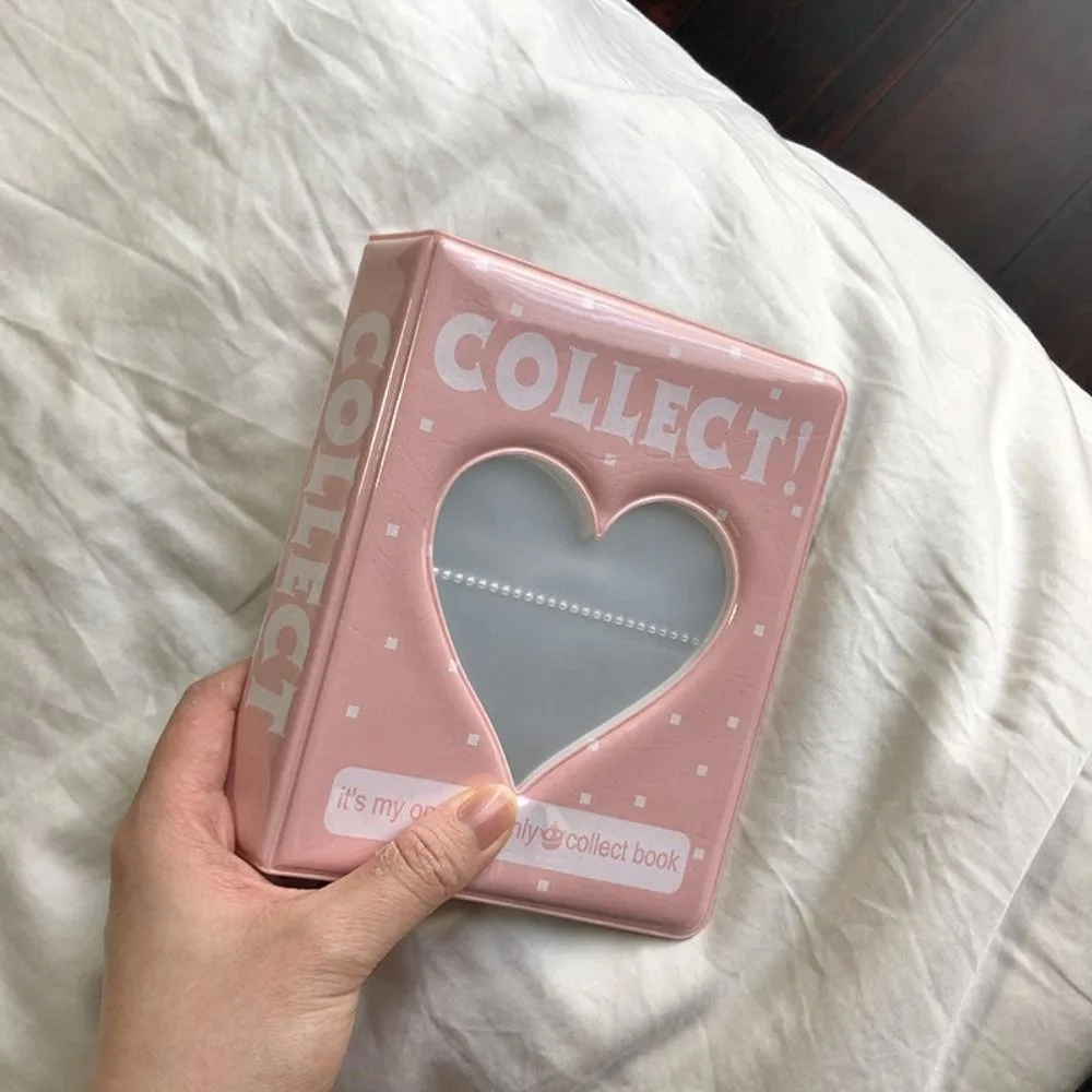 Mini 64 Pockets Photo Album Love Heart PVC Photocard Holder Hollow Photo Holder Men