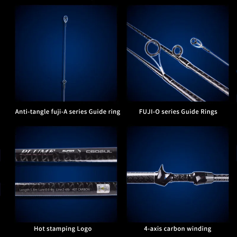 Imagem -05 - Mavllos-plume Light Carbon Casting Rod ul Spinning Rod Isca Fitness Eging Vara de Pesca Isca 0.68g Linha 26lb