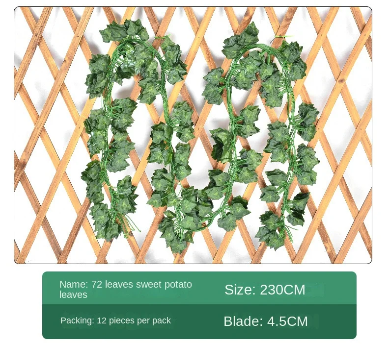 2.1M Artificial Plant Green Ivy Leaf Garland Silk Wall Hanging Vine Home Garden Decoration Wedding Party DIY Fake Wreath Leaves