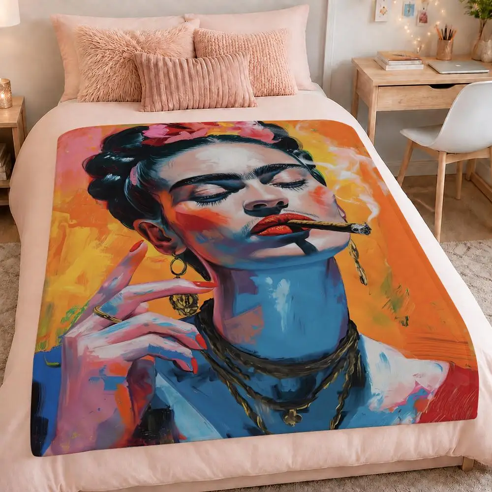 Artist F-Frida Kahlo Iconic Mexican Surrealist Throw 320g Soft Flannel Fleece Throw Blanket Cover Sofa Bed Dorm Nap Gift - view 3
