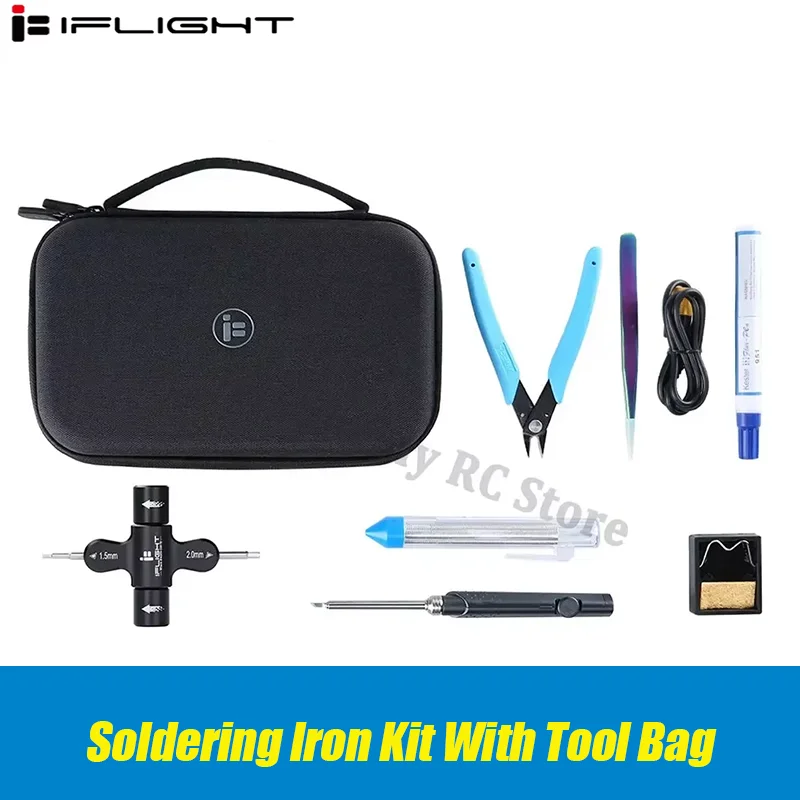 iFlight Tool Storage Bag W/ FPV Soldering Iron Kit Wrench/Iron/Soldering Pen/Tin Wire/ Tweezers/Cutting Pliers Tool Handbag Bag