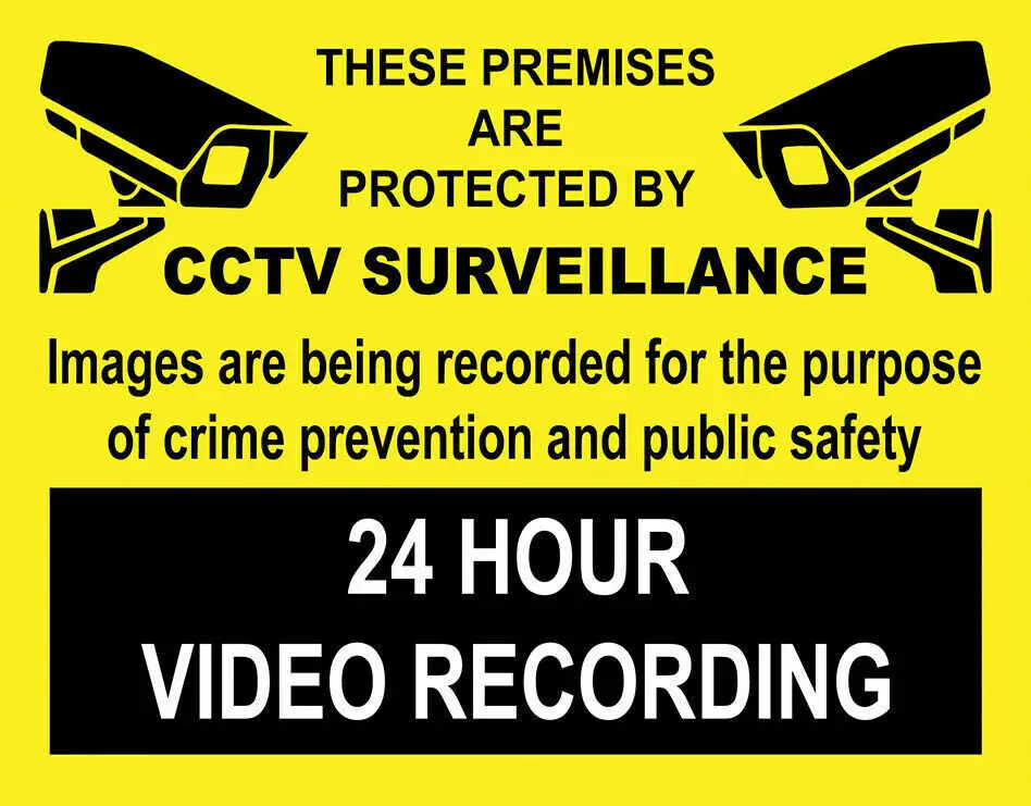 Sign Adhesive Sticker Notice 24 Hour CCTV VIDEO Surveillance Camera In Operation