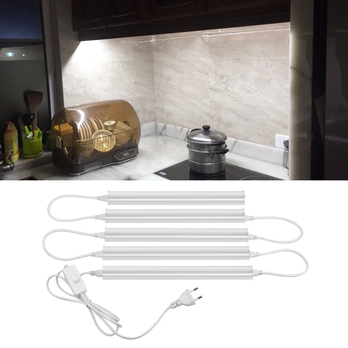 T5 T8 LED Bar Light Tube 30CM Multi-Piece Jointable Fluorescent LED Lighting AC95V-265V For Home Kitchen Cabinet Closet Bedroom